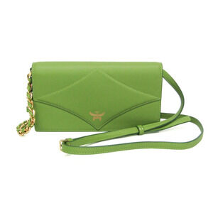 MCM Diamond Chain Wallet MYLEAAK01 Women's Leather Chain/Shoulder Wallet Ligh...